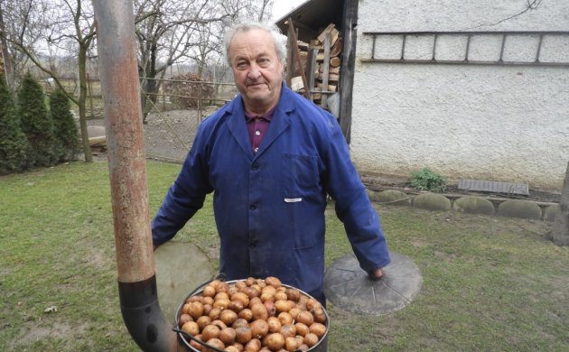 Ivan Trstenjak kuha otpadni krumpir za svoju svinju